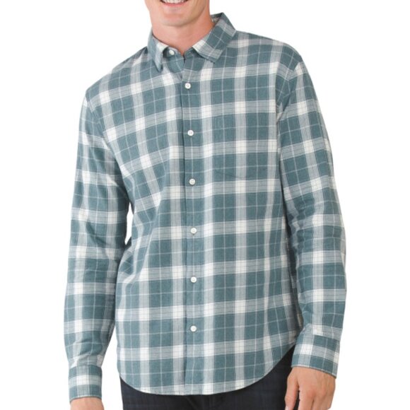 NEW BONOBOS Stretch Lightweight Flannel Shirt Green Plaid 362mn - Picture 1 of 3
